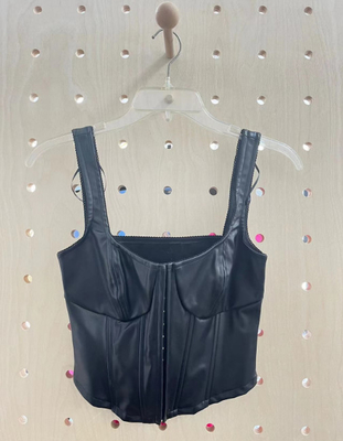 Cool und modisch P-Leder Korsett Tank Schwarz