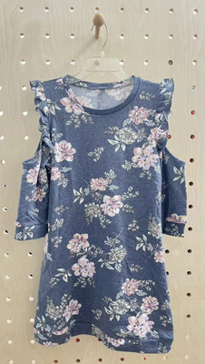 Ausgehöhltes Mittelschuhe-Druck Französisch Terry Kleid Greyflower