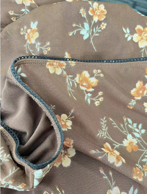 Braunblumen-Druck-Misch-Midi-Rock mit elastischem Trim