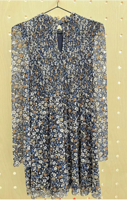 Drucknetz-Gestrickt-Smoking-Kleid mit langem Ärmel
