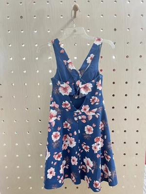 Marine-Druck Breitband-Kleid mit V-Hals-Trimm