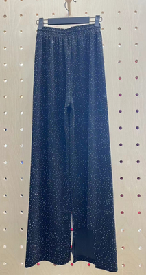 Brillante schwarze Lurex Strass Strickhosen